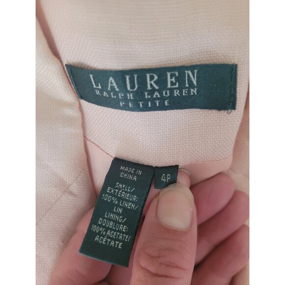 Lauren Ralph Lauren 100% Linen Blazer Peach Office Siren Legally Blonde Preppy - Picture 5 of 6